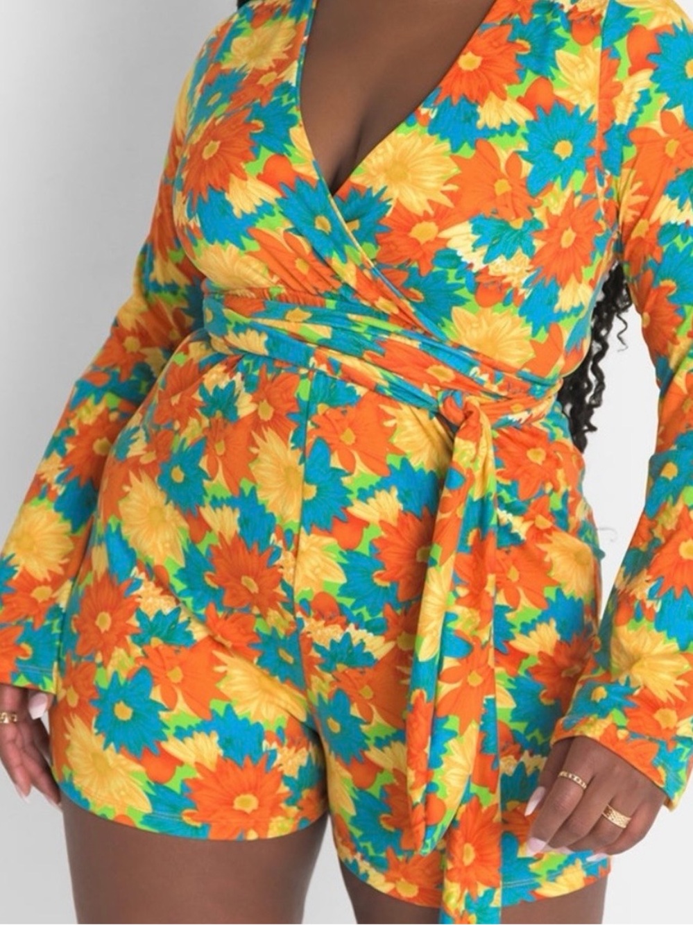 Rebdolls Orange Floral Romper Playsuit- Size L- Brand New w/ Tags! Retail: $55